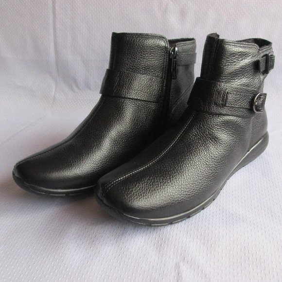 💫 SOLD - EASY SPIRIT AURELIA AUTHENTIC LEATHER BLACK ANKLE BOOTS - SIZE 7 - Picture 5 of 15